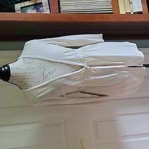 LOFT Off White Beaded Tie Close Cardigan L